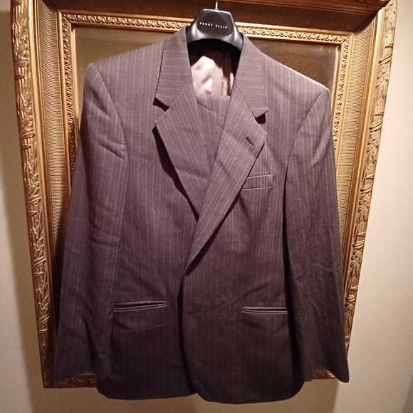 Perry Ellis Portfolio Brown Pinstripe Suit with flaws - Picture 1 of 14